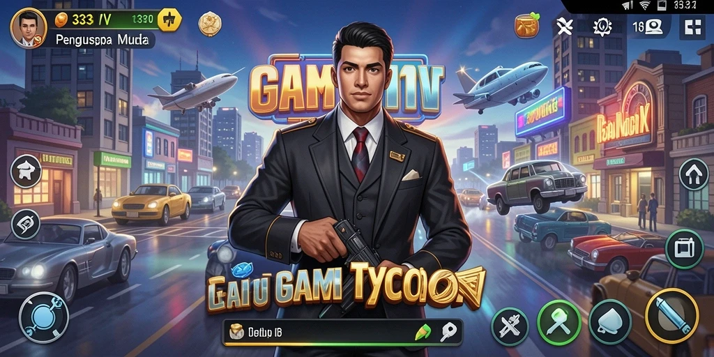 Tampilan gameplay seru dan interaksi bisnis dalam 333V.