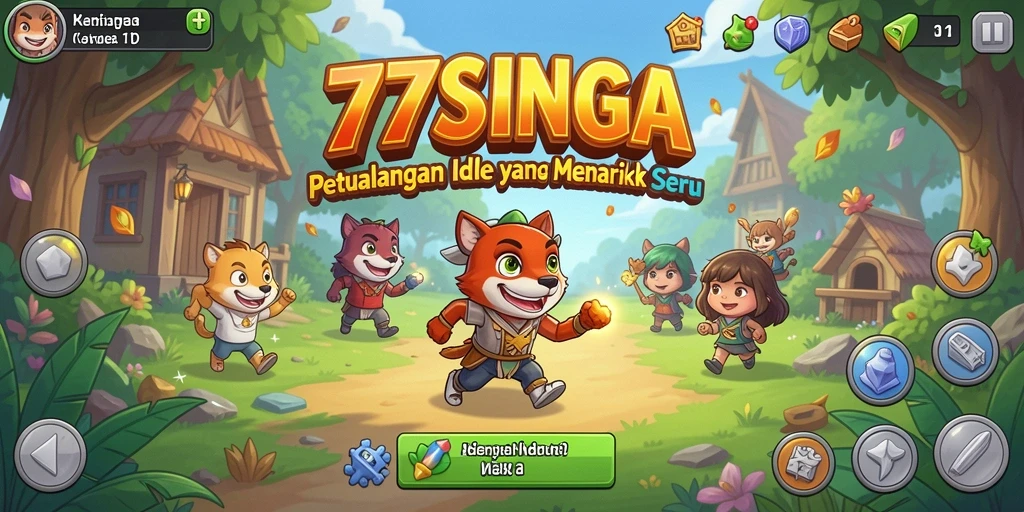 Tampilan gameplay seru di 77SINGA, penuh dengan aksi dan karakter unik.
