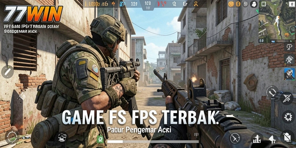 Screenshot gameplay 77WIN menampilkan pertempuran tembak-menembak yang mendebarkan.