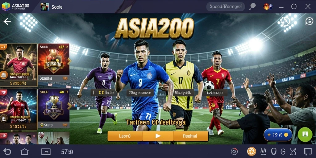 Screenshot tampilan utama ASIA200 dengan fitur taruhan olahraga.