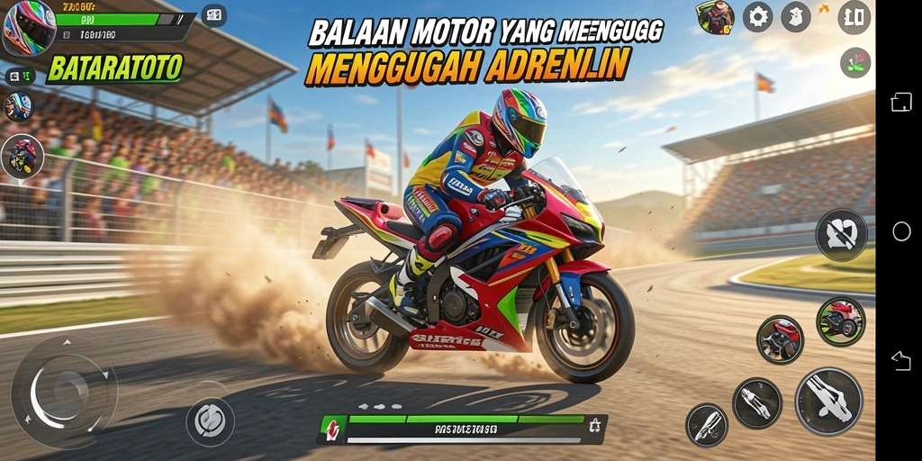 Gameplay seru balapan motor di BATARATOTO.