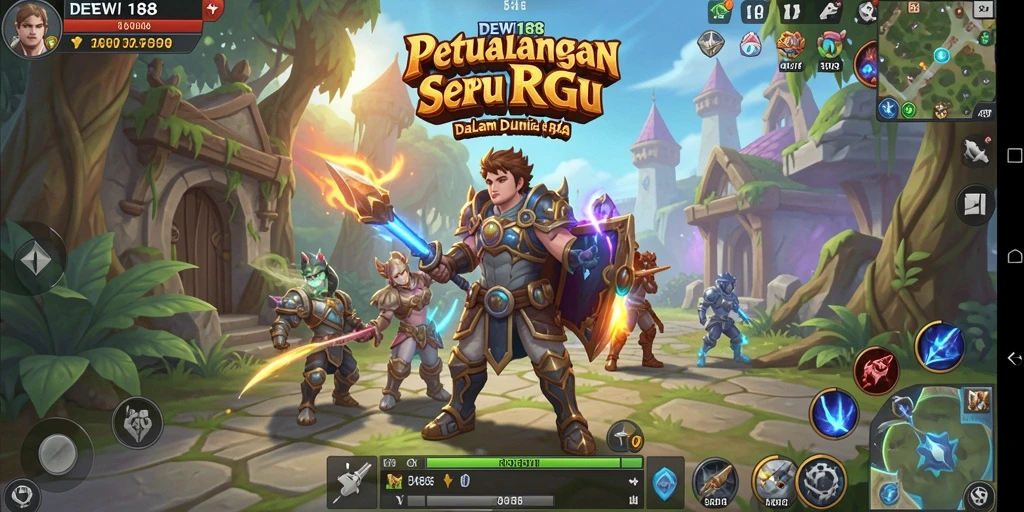 Tampilan screenshot utama DEWI188 menunjukkan aksi pertarungan seru dalam game RPG.