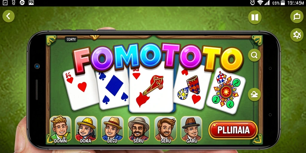 Screenshot gameplay FOMOTOTO menampilkan aksi seru permainan Domino.