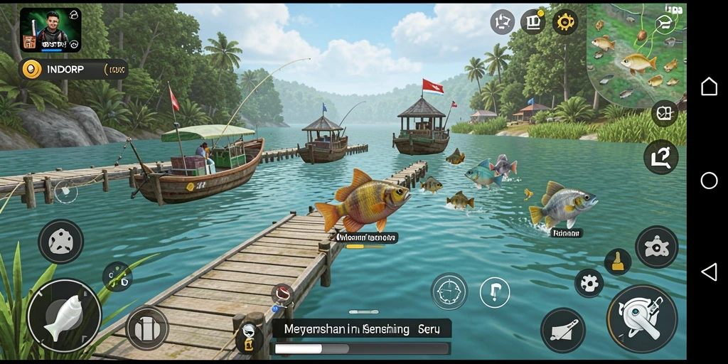 Tampilan gameplay menakjubkan saat memancing di INDORP.