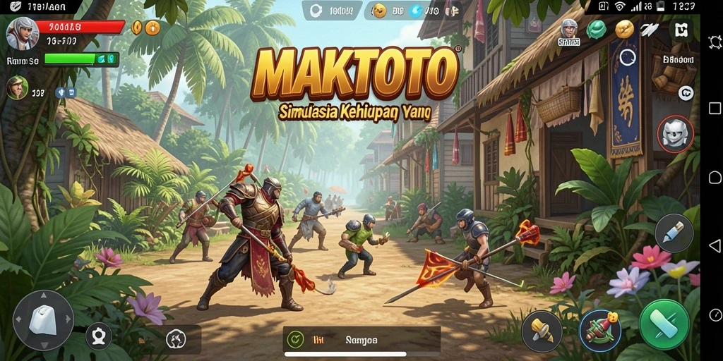 Screenshot gameplay MAKTOTO menampilkan karakter dalam simulasi kehidupan.
