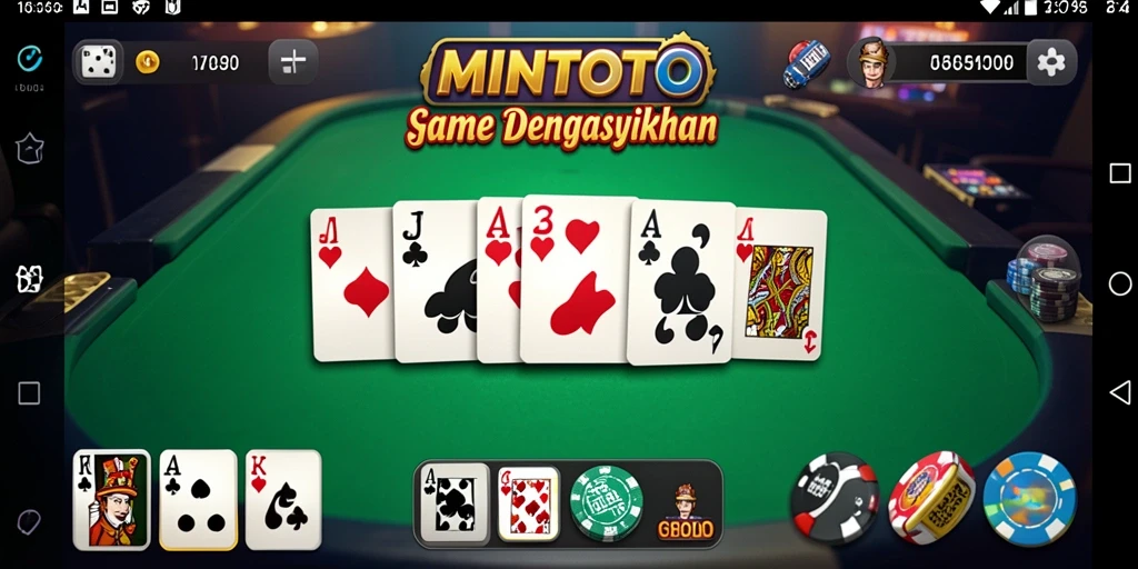 Screenshot gameplay MINTOTO dengan tampilan kartu Domino yang menarik.