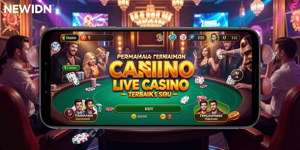 Screenshot gameplay Live Casino dari NEWIDN yang menampilkan dealer langsung.