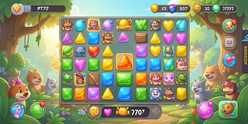 Tampilan gameplay PT707 yang penuh warna dan menantang para pemain.