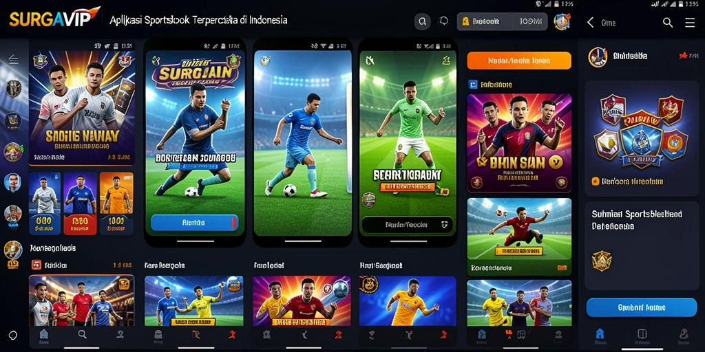 Tampilan utama aplikasi SURGAVIP dengan fitur taruhan olahraga yang lengkap.