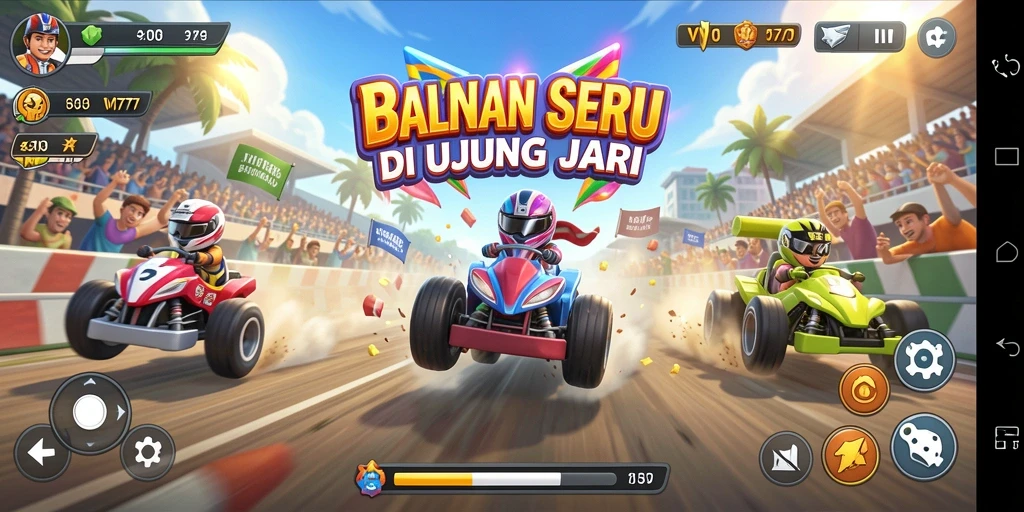 Tangkapan layar gameplay VM777 menampilkan aksi balapan yang mendebarkan.